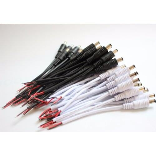 5/10/20/50/100/200 pcs Black White DC Connectors 15cm length cable,DC 5.5 x 2.1mm Male jack adapter for power supply 12V 24V 5V