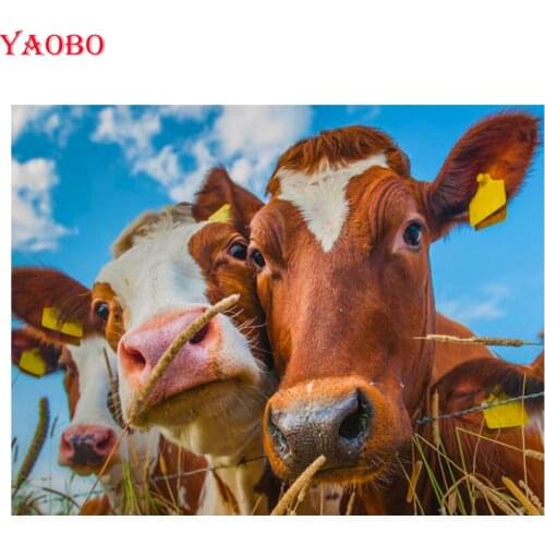 5D Diamond Painting Cow pattern Full Drill Square Round Embroidery Cross Stitch Farm Cattle Picture Of Rhinestones Mosaic Decor