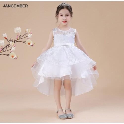 B018 Beading Sleeveless Flower Girls Wedding Christmas Children Evening Party Dress 2021 Kids Ball Gowns