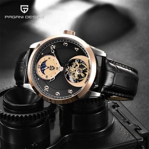 PAGANI DESIGN 2021 New Top Moon Phase Men' Casual Fashion Automatic Mechanical Watch Stainless Steel Waterproof Tourbillon Watch