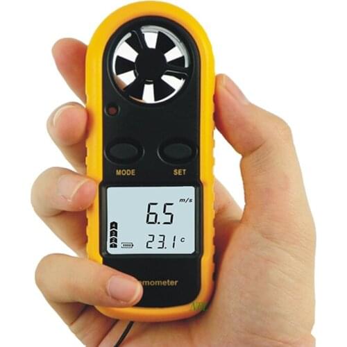 Digital Wind Speed Gauge Meter 30m/s (65MPH) Pocket Smart Anemometer Air Wind Speed Air Velocity & Temperature Tester Tools