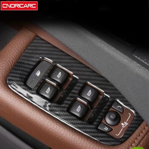 Carbon Fiber Color Window Glass Lifting Buttons Frame Decoration Cover Trim For Volvo XC60 2018-2021 LHD Car Styling Interior