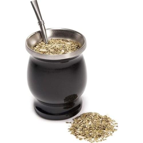Yerba Mate Natural Gourd/Tea Cup Set 8 Ounces Bombillas Yerba Mate Straw,Cleaning Brush,Stainless Steel,Double-Walled,Easy Clean