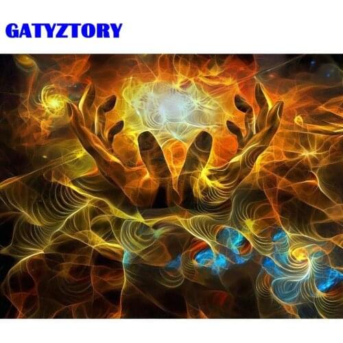 GATYZTORY Pictures By Number Abstract Hand Figure HandPainted Kits Drawing Canvas Coloring Oil Painting Flame Home Decor
