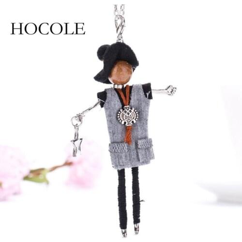 HOCOLE Women Doll Long Hat Necklace Pendant Handmade Girl Silver color Star Maxi Necklaces & pendants Brand Hot Fashion Jewelry