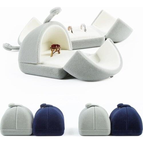 HOSENG Grey Flannel Single Door Wedding Ring Romantic Box Women Earring Storage Jewelry Luxury Case Birthday Package HS_907