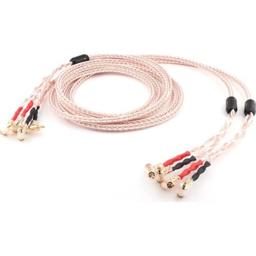 8TC HI-End 7N OCC Copper Audiophile Speaker Cable with 24K Gold plated Audio Banana Connectors 45Dgree Locking banana loudsp