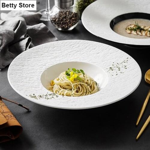 Modern Shaped Ceramic Western Food Plate Round Hat Dinner Plate Home Cooking Pasta Plate Restaurant Hotel Kitchen Tool Porcelain
