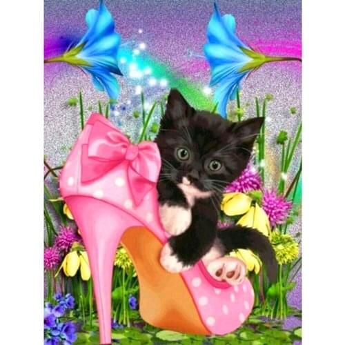 KEXINZU Full Square/Round Drill 5D DIY Diamond Painting "Cat shoes" Embroidery Cross Stitch 5D Rhinestone Home Decor Gift Y34644