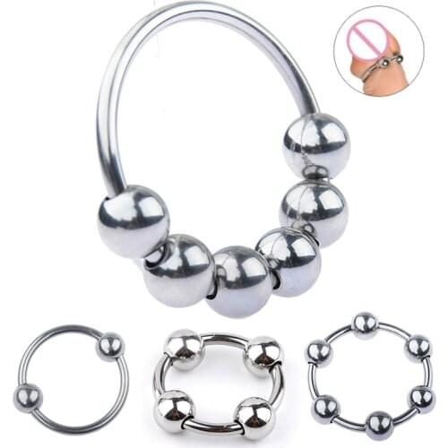 Stainless Steel Cock Rings 2/4/6 Beads Penis Ring Increase Orgasm Delay Ejaculation Foreskin Corrector Rings Sex Toys for Men
