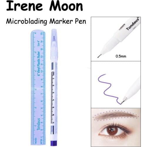 Microblading Eyebrow Marker Pen Surgical Skin Marker Tattoo Marker Pen Measuring Ruler Positioning Pen Permanent Tattoo Supplies