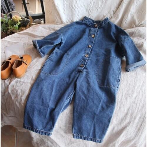 2021 new wholesale girls boys denim overalls autumn cotton fashion kids long pants 1-7t YU822