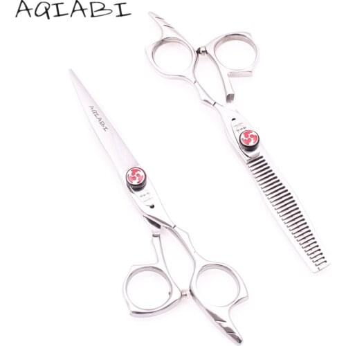 Hair Scissors 5.5" AQIABI JP 440C Silver Hair Cutting Shears Thinning Shears Professional Hairdressing Scissors Razor Comb A9017