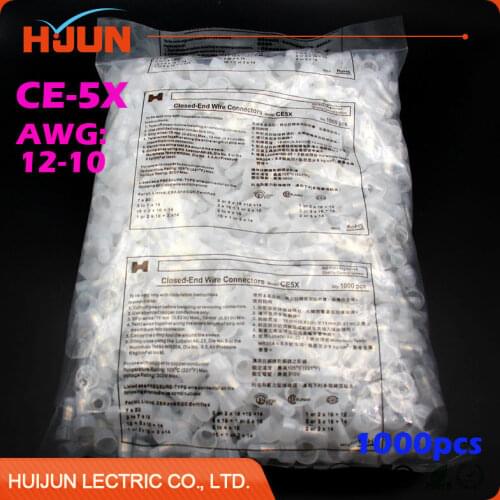 1000pcs/lot CE-5X Closed End Crimp Cap 12-10 AWG High Quality Splice Gauge Wire Connectors Terminals Car Audio