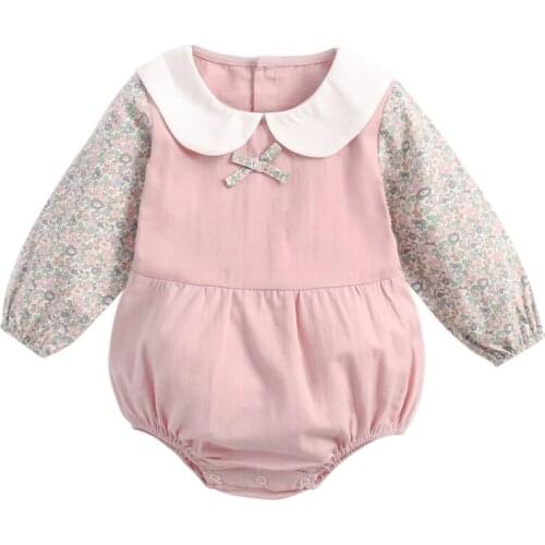 Infant Clothing Cotton Long Sleeve Newborns Baby Bodysuits Fresh Floral Baby Girls Clothes Shirt Collar Kids Jumpsuit