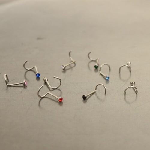 1 Pc Wholesale Surgical Steel Acrylic Ball Stud Earrings Semicircle Nose Button Piercing Body Jewelry Gift