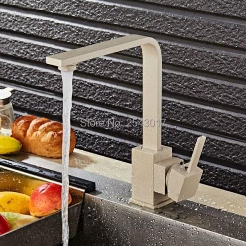 Beige Color Kitchen Faucet Sink Mixer Deck Mounted 360 Swivel Rotation Hot Cold Water Faucet Deck Mounted ZR590