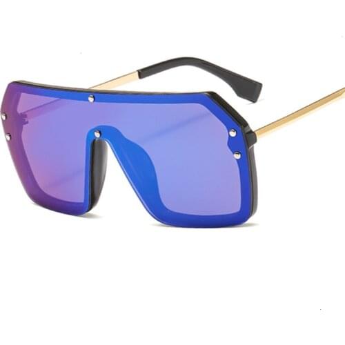 Flat Top Oversized Square Sunglasses Women Fashion Retro Gradient Sun Glasses Men Blue Big Frame Vintage Brand Design Oculos