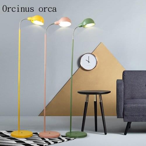 Nordic modern minimalist LED color floor lamp living room sofa bedroom study American creative personality vertical floor lamp