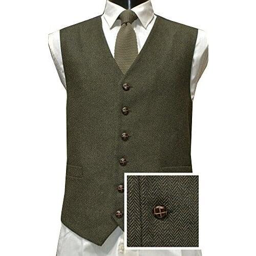 Tweed Vintage Rustic Wedding Vest Classic Wool Handle Traditional Herringbone Tweed Waistcoat Prom Vest for Man Custom Made