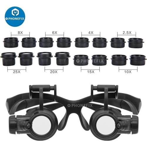 2.5X-25X Multi-Power Magnifier Eye Glasses Illuminated magnifying binocular head loupe with 2 LED Light for Jewelry Watch Repair