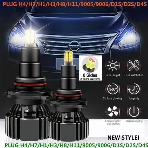 High-End Product!!! 2 Year Warranty H4 H7 D2S H11 LED 6000K 48 CSP Chips18000lm Car LED Bulb Headlight Fog Light Conversion Kit