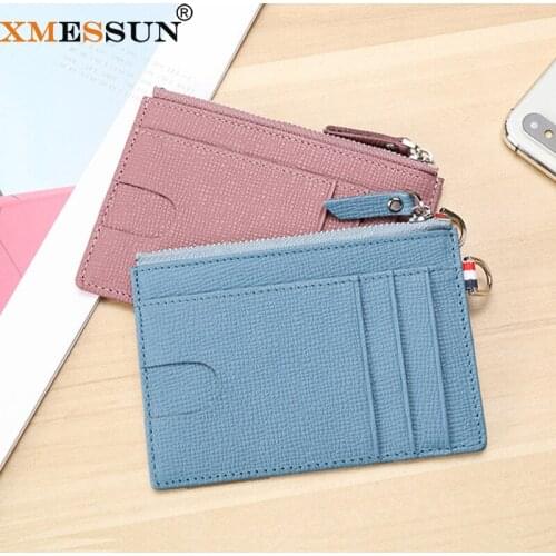 XMESSUN 2021 New Genuine Leather ID Card Holder Fashion Design Cows Card Pack Handmade Slim Wallet Custom INS K278