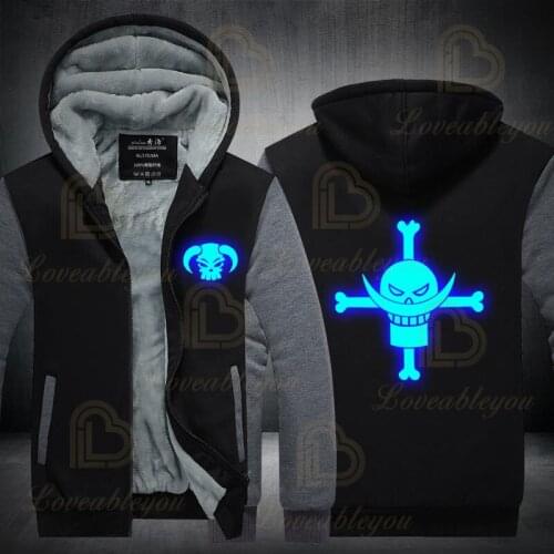 One Piece Japan Anime Loose Hoodies Winter Warm Street Jackets Top Men Thick Hoodie 3D Printed Coat Fitted Sweatshirt