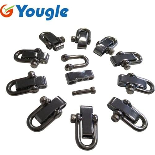 YOUGLE Adjustable U-shaped O-shaped Hand polished Stainless Steel Shackle Buckle for Paracord survival bracelet 10pcs/lot