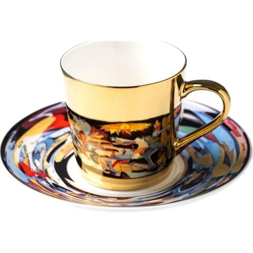 Mirror Coffee Mug Specular Reflection Picasso Painting Tea Cups and Saucers Spoon Creative Coffeeware