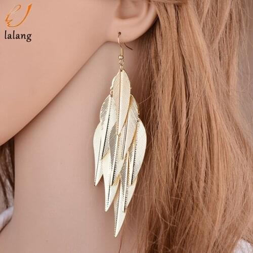 Woman Retro Leaf Long Willow Multi-layer Tassel Earrings Fashion Women Drop Earrings For Wedding Party Gift Pendientes 1 Pair