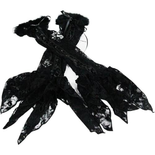 Gothic Punk Classic Women Elegant Lace Gloves Mittens Retro Long Opera Guantes Femme Winter Fingerless Glove Hand Wear Cosplay