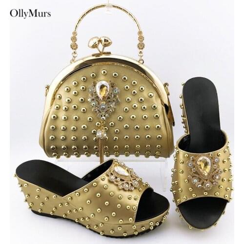 Summer Italian Luxury Woman Shoes And Bag Set New Style Fashion High Heels Shoes And Bag Set For Evening Party