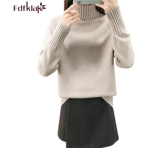 Fdfklak Casual new pull femme 2020 pullover sweater women thick warm knit top woman winter clothes turtleneck womens sweaters