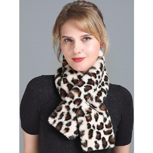 Rex Rabbit Hair Scarf Female Winter Versatile Warm Neckerchief Cony Thickened Faux Rabbit Hair Collar Imitation Fur Shawl