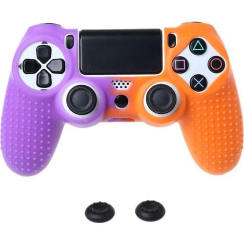 1Set Studded Dots Case Protector Silicone Rubber Protective Cover with Joystick Cap for Sony PS4 Slim/Pro Controller