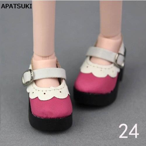 1pair 6*2.5cm Hot Pink Fake Leather Fashion Shoes For 1/3 1/4 BJD Doll Shoes For 40-50cm XinYi Doll High-heel Shoes