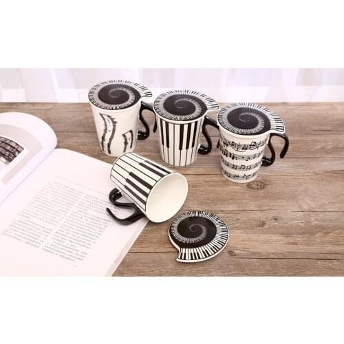 1PC Creative Ceramic Tea Mug Piano Musical Note Milk Juice Lemon Mug Coffee Tea Cup Home Office Drinkware Unique Gift OK 0308