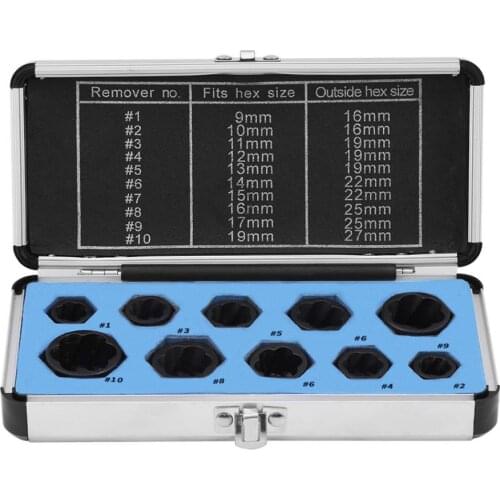 10pcs/set 11pcs/ set 9-19mm Damaged Nuts Bolts Remover Stud Extractor Tools Set Locking Socket Hand Tools Set