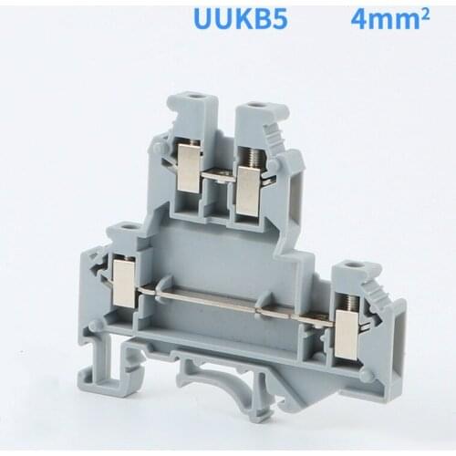 10pcs Phonex Type UKKB5 Din Rail Wiring Conductor Fast Connector Thin Modular Double-layer Screw Terminal Blocks UKKB 5