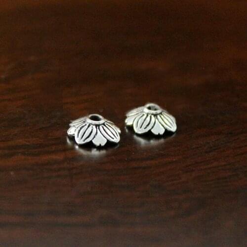2PCS 925 Sterling Silver Flower 9mm Spacer Bead Caps End Beads DIY Jewelry A2553