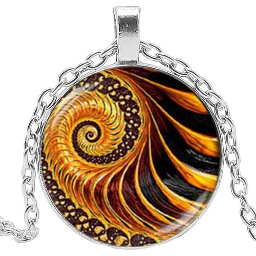 2019 New Rotating Kaleidoscope National Style Necklace Jewelry Pendant Crystal Convex Round Glass Necklace Gift