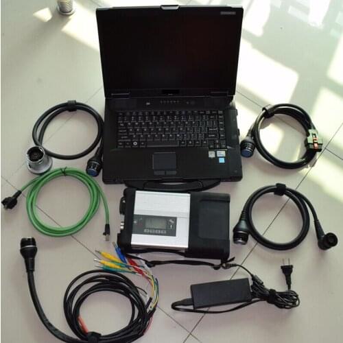 2021 mb sd connect c5 ssd newest software with laptop toughbook cf52 all cables full set diagnose tool for 12v 24v ready to use