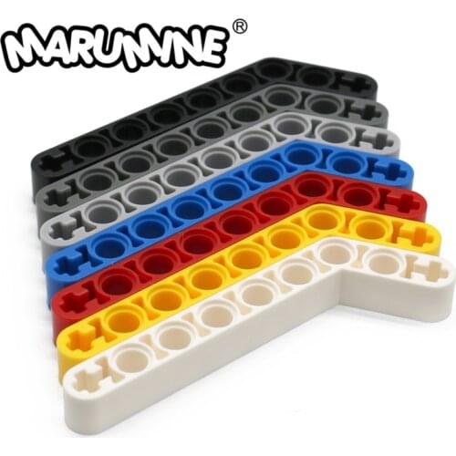 Marumine 50 PCS Technology Bricks Part 32271 Technic Angular Beam 3 x 7 Hole Building Blocks Assemble Particle Model Accessories