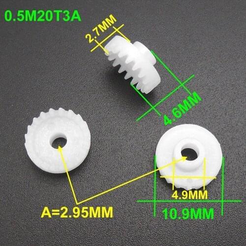 500PCS 0.5M 20T Plastic Crown Gear 0.5 Modulus 20 Teeth Aperture 3mm 2.95mm Speed Reduction Gears DIY Model H= 4.6mm *FD912X500
