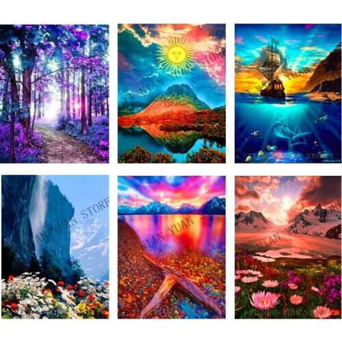 Diamond Painting Landscape Diamond Embroidery Full square/Round Drill Needlework Diy Rhinestone Mosaic Picture Wedding decor