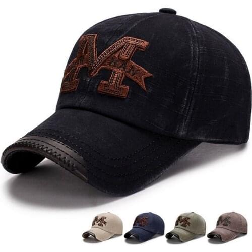 Four Seasons Baseball Cap For Men Retro Style Cotton Embroidered Letters Running Hat Vintage Sun Visor Fishing Fashion