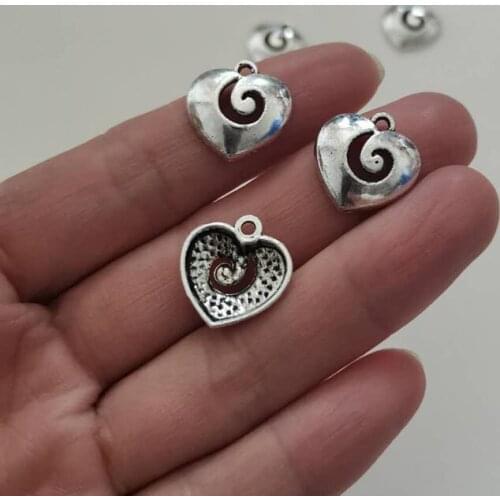 Antique Silver Alloy Heart Charms Pendants For Bracelet Necklace Jewelry Making DIY Handmand Craft 15x16mm