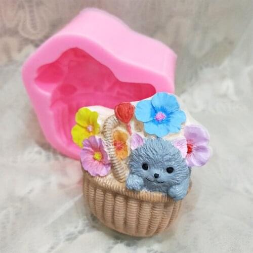 C1400 Flower Basket Animal Silicone Mold Fragrance Stone Handmade Soap Chocolate Cake Decoration Mould kitchen tool