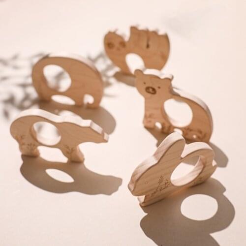 Clip Chain Pendant Beech Wooden Rodent Blank 1pc Baby Wooden Teether Elephant Pacifier ChildrenS Goods Toys Newborn Nurse Gifts